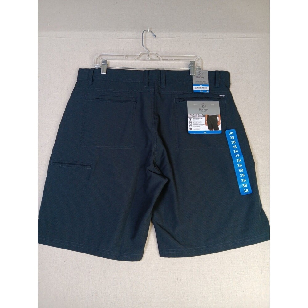 NWT Hurley Trek Hybrid Shorts Size 38 Black 9.5" Inseam Stretch Zip Pockets